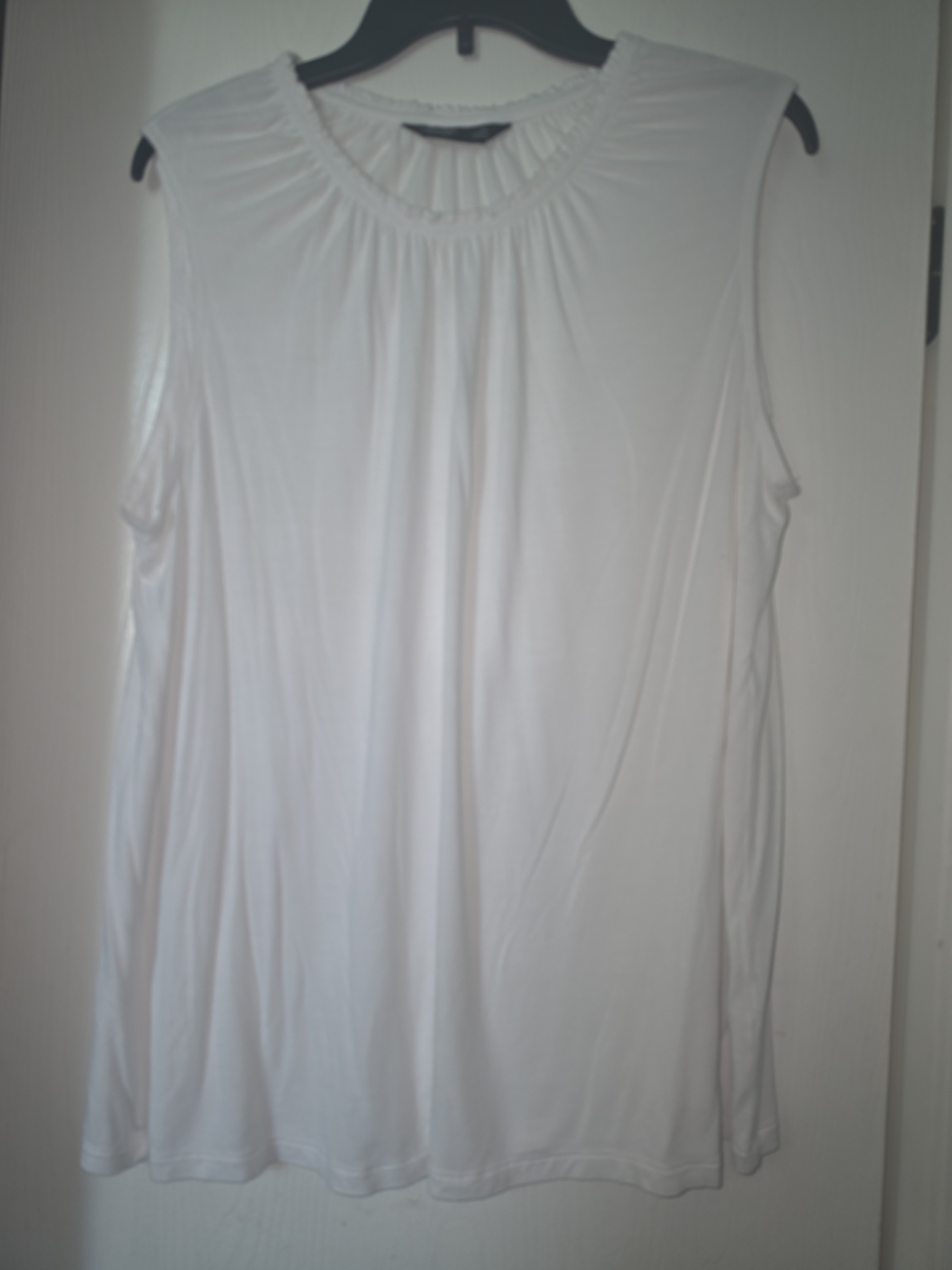 Women’s Sleeveless Pleated Neck Top- White